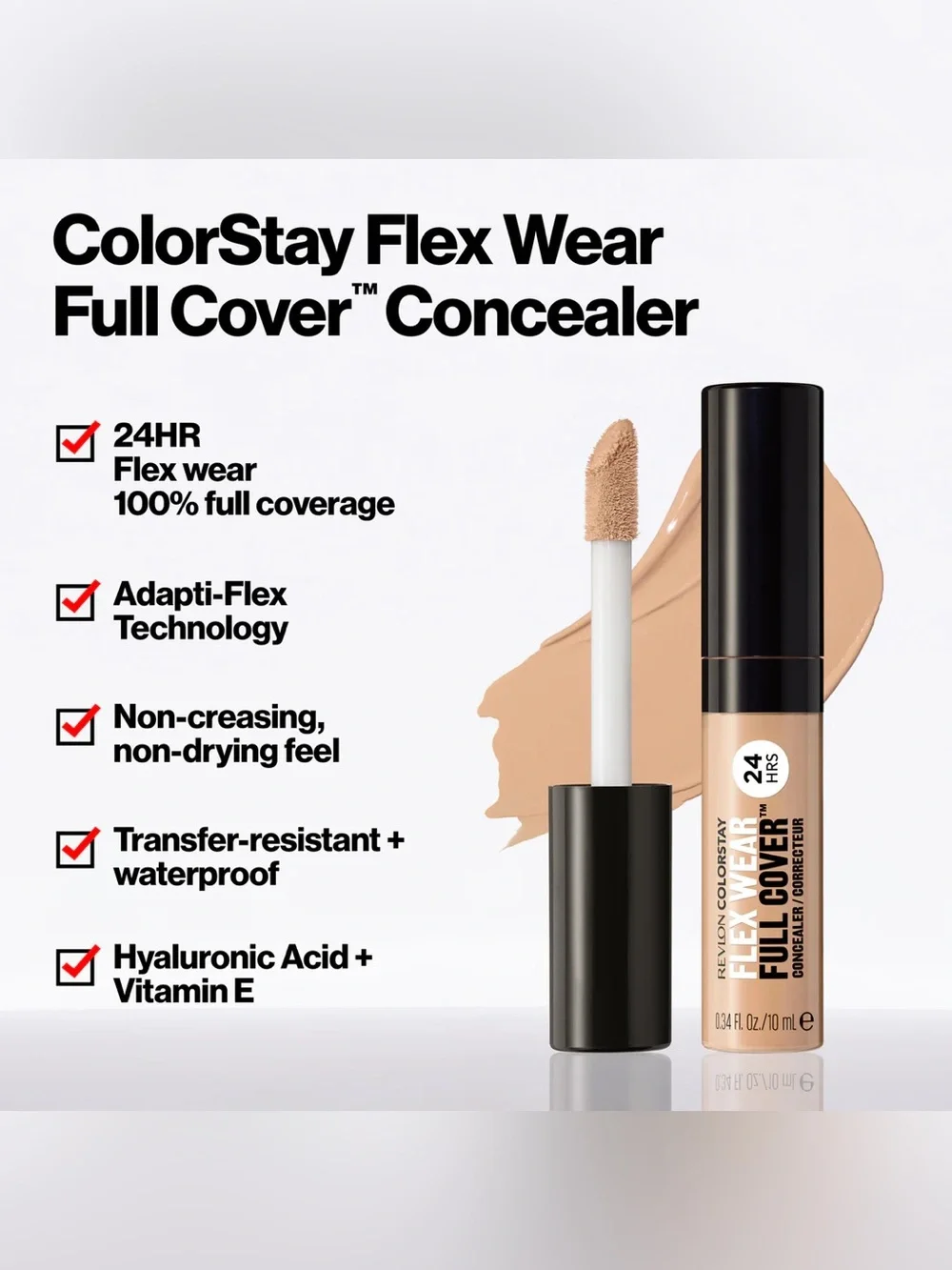REVLON ColorStay Flex Wear Full Cover Concealer - 040 Medium, NEW